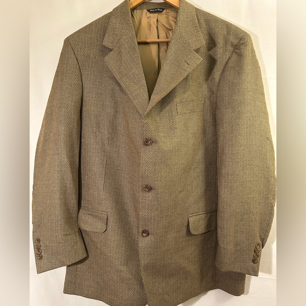 Vito Rufolo Silk & Wool Blend Three Button Blazer Made in Italy Size 43L